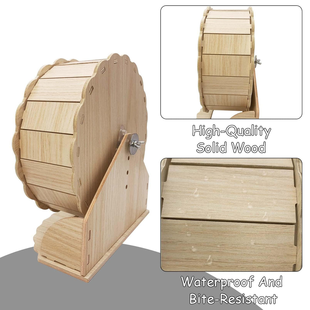 Assembly and base detail demonstrates easy installation for safe, stable hamster workouts.