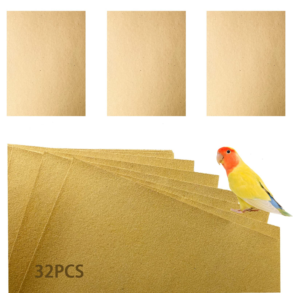 Hamiledyi bird gravel paper 17x11 sheet laid in cage for easy cleaning and odor control.