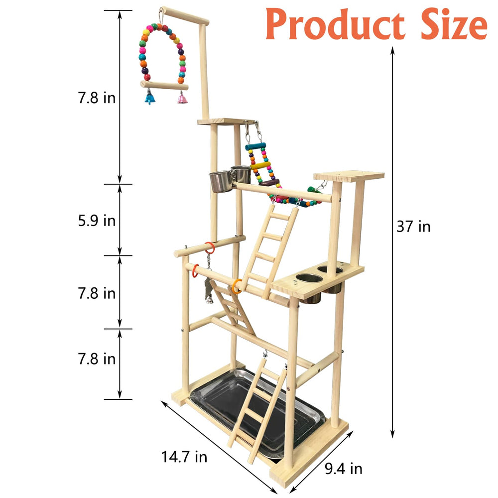 Hamiledyi parrot playground with ladders and swings for exercise.