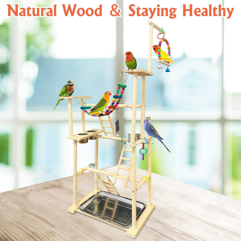 Hamiledyi bird playground removable trays for easy cleaning.