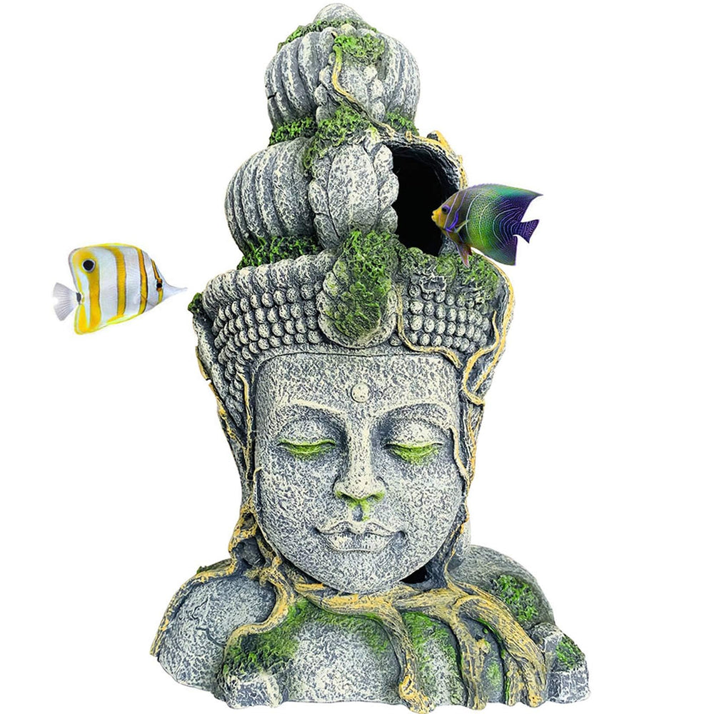 Hamiledyi Buddha head aquarium decor resin with detailed texture for natural scenery