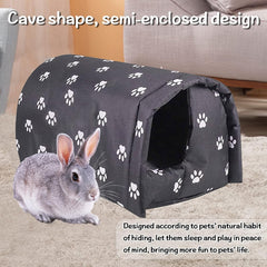 Hamiledyi Bunny Cave Bed interior close-up reveals plush nest mat for soft warmth