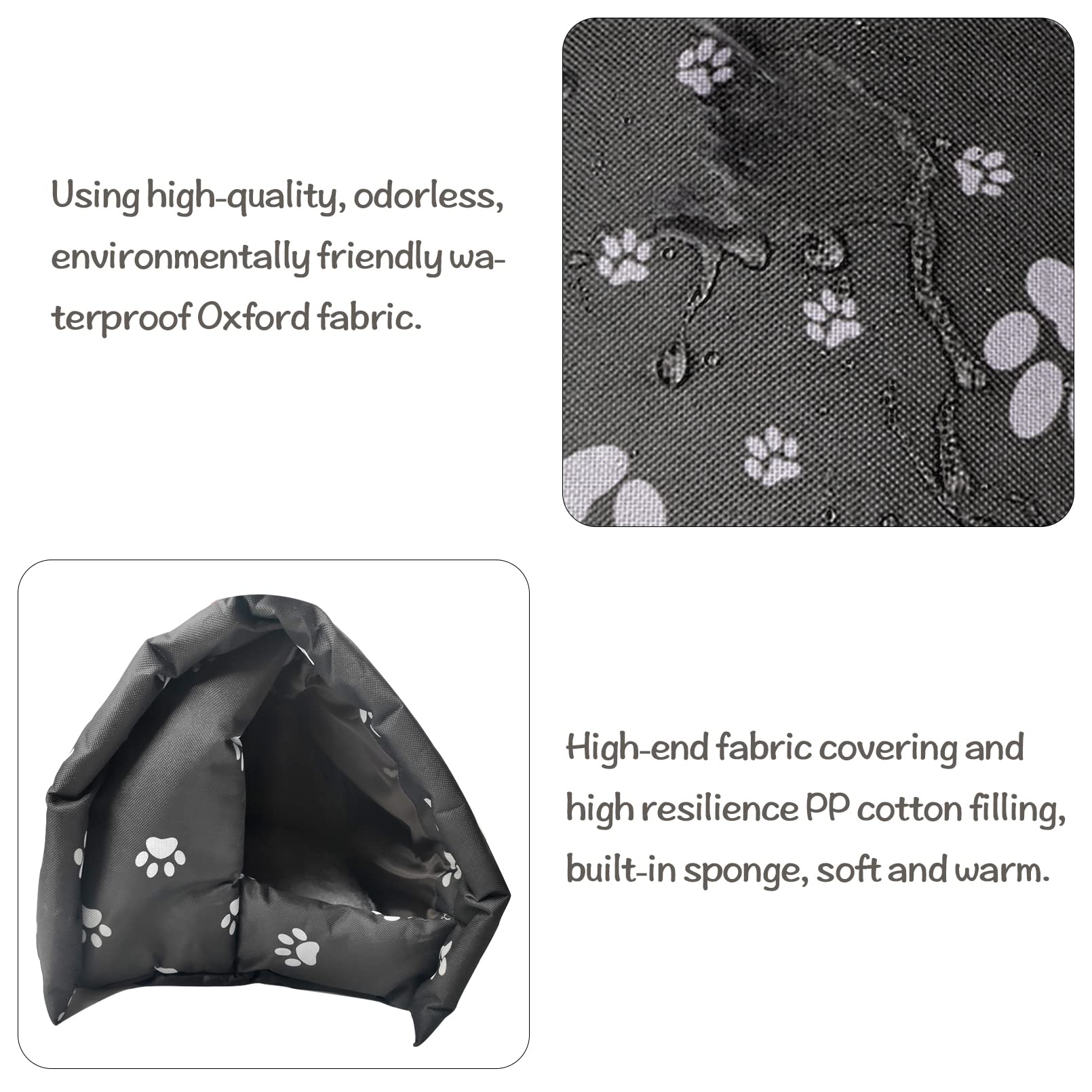 Hamiledyi Bunny Cave Bed material close-up shows odorless waterproof Oxford fabric durability