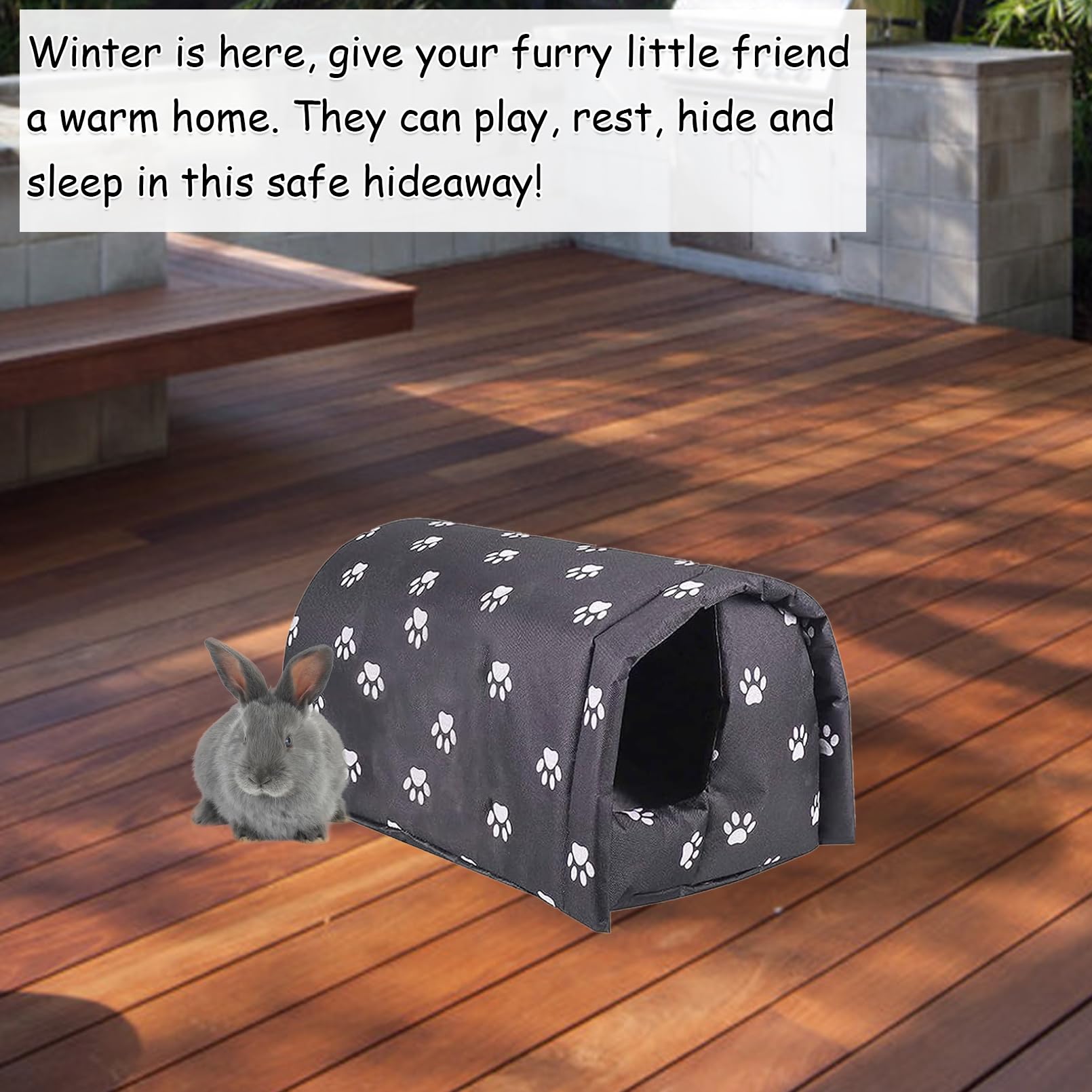 Hamiledyi Bunny Cave Bed side view highlights semi-enclosed design for secure pet rest