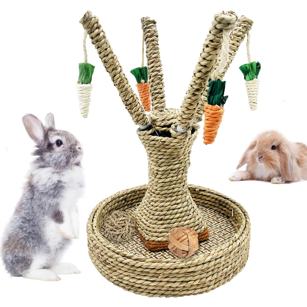 Hamiledyi Bunny Chew Toy climbing tree provides durable exercise and stimulating play for small pets.