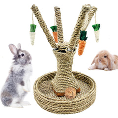 Hamiledyi Bunny Chew Toy climbing tree provides durable exercise and stimulating play for small pets.