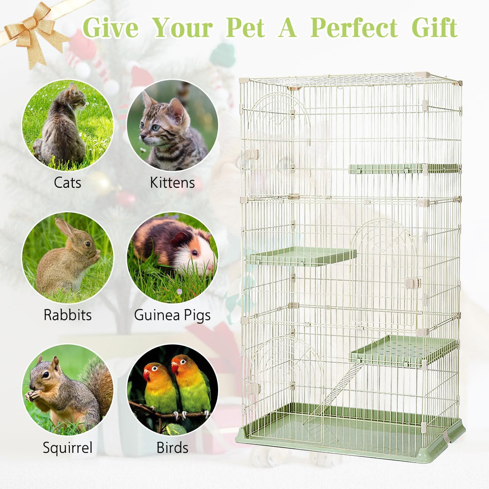 Hamiledyi indoor cat cage supports versatile use in homes with multiple pets.