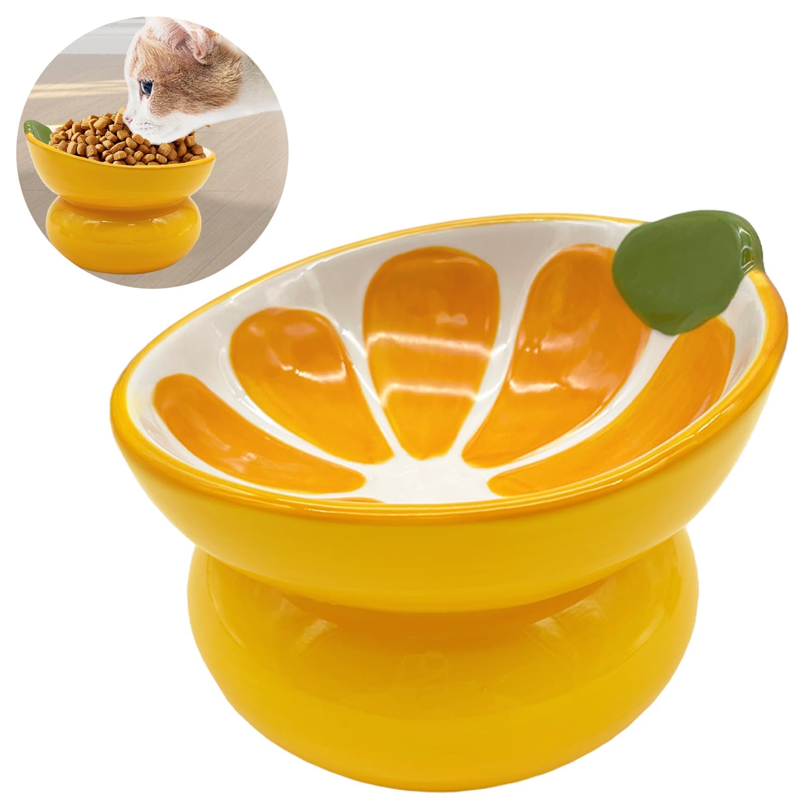 Hamiledyi ceramic raised cat bowls tilted 15 degree to support comfortable dining posture
