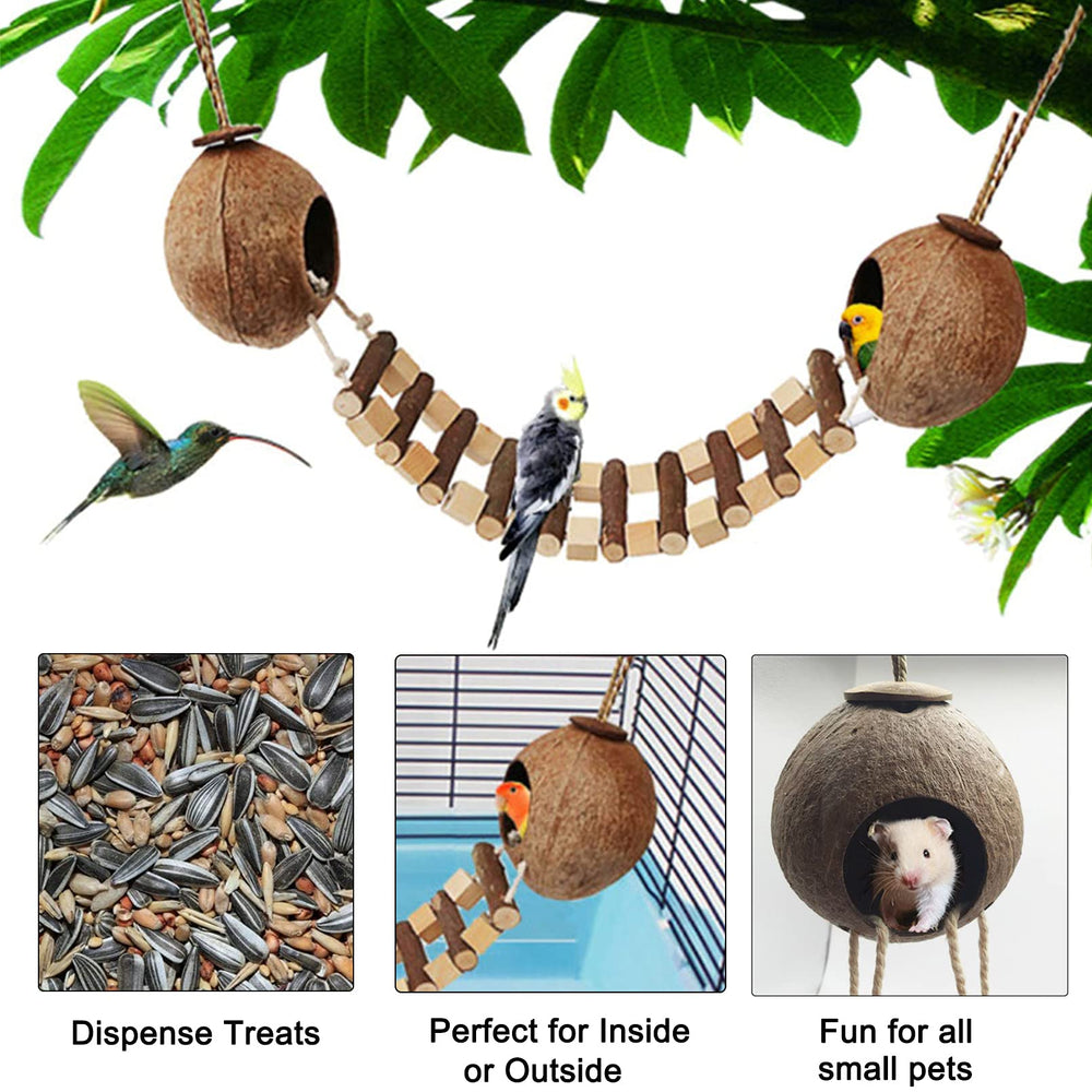 Hamiledyi coconut bird nest hut climbing beads encourage claw exercise