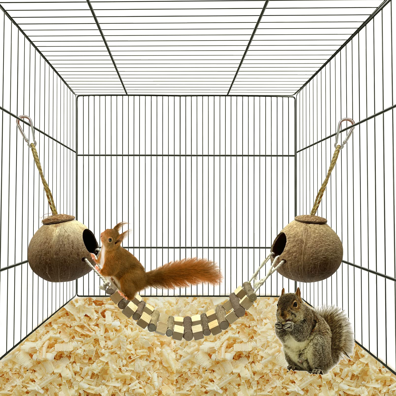 Hamiledyi coconut bird nest hut dual nests for shared nesting and play