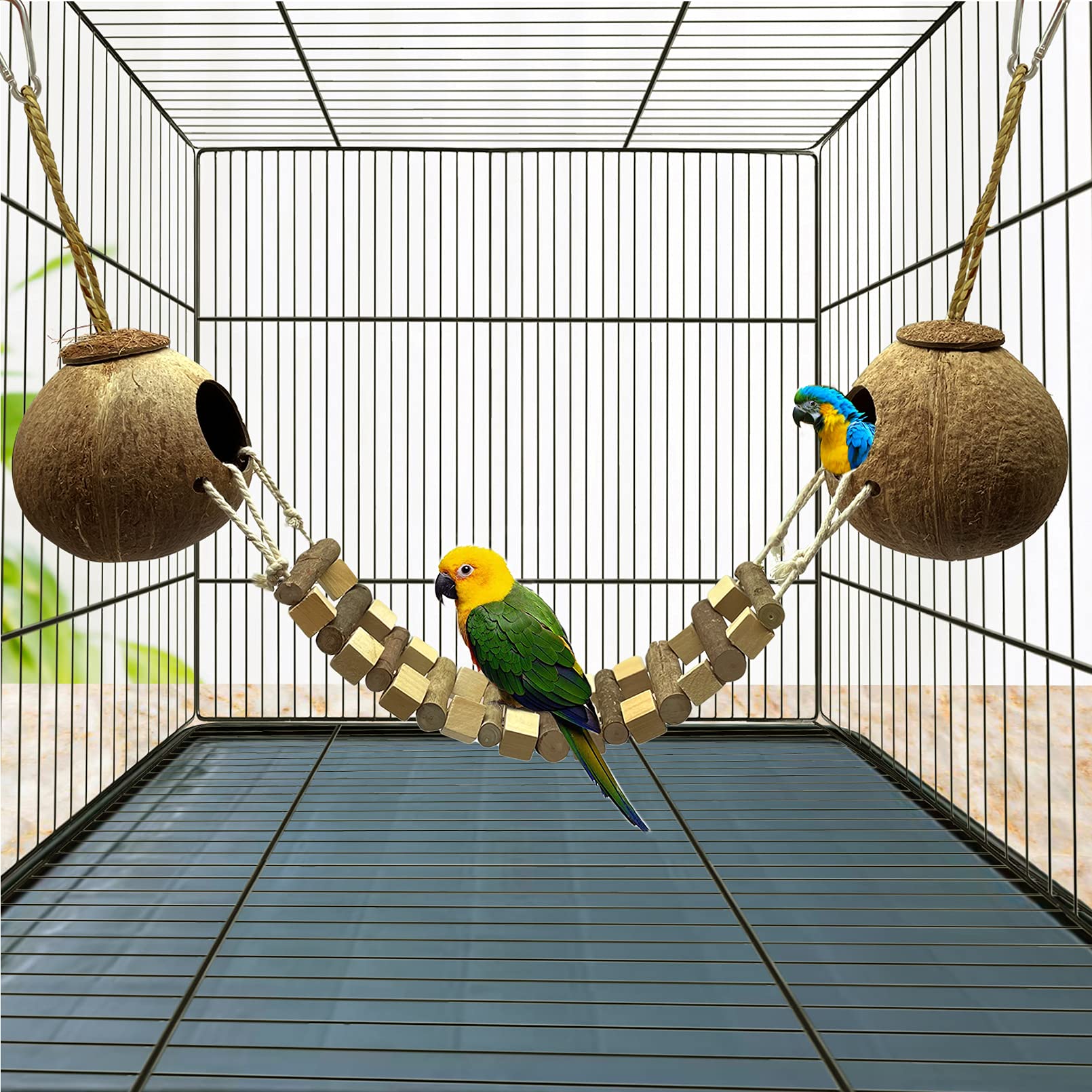 Hamiledyi coconut bird nest hut ladder promotes climbing and exploration
