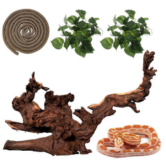 Hamiledyi driftwood branch for aquarium adds natural structure and shelter for reptiles.