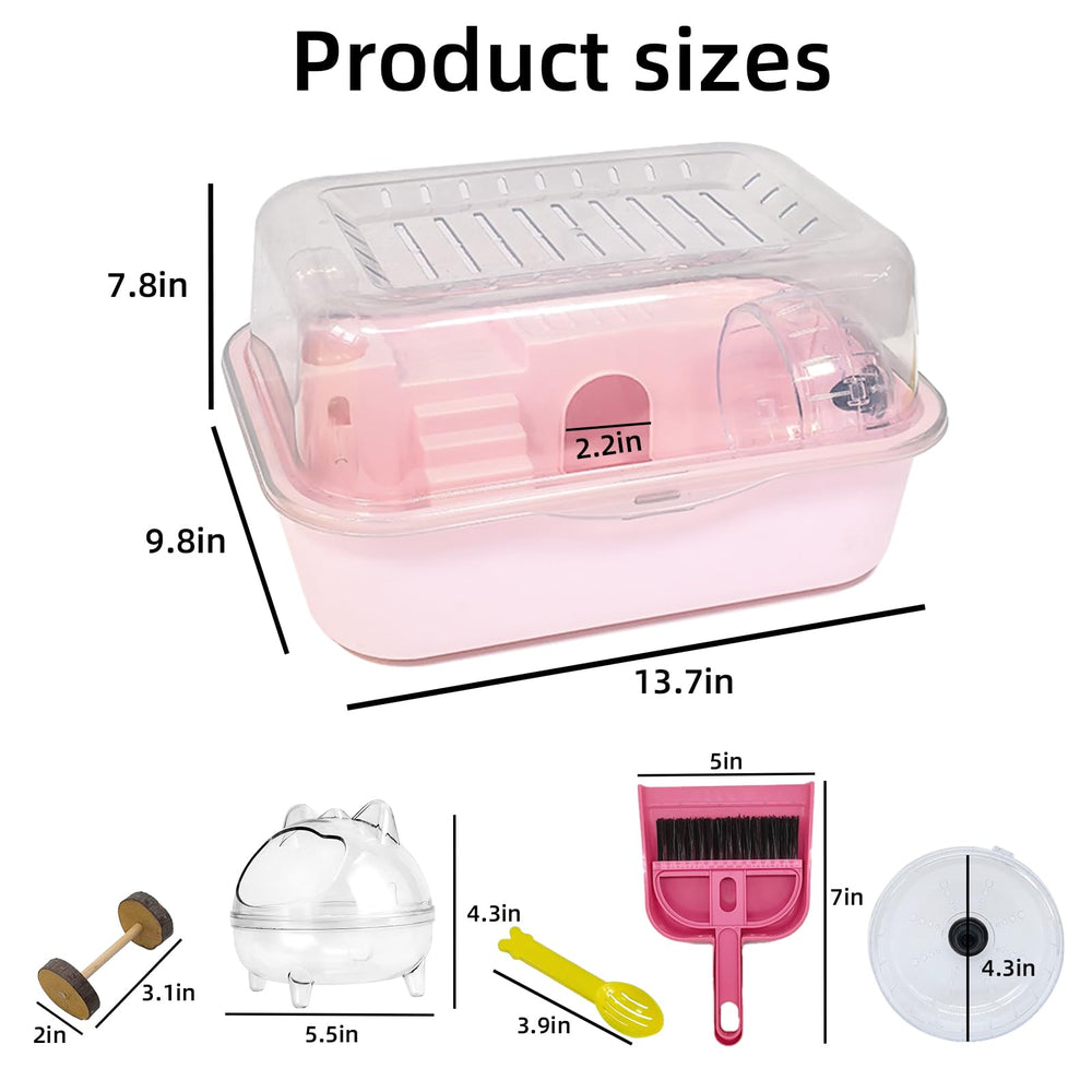 Hamiledyi dwarf hamster cage pink inside view shows all-in-one layout for easy access