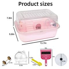 Hamiledyi dwarf hamster cage pink inside view shows all-in-one layout for easy access
