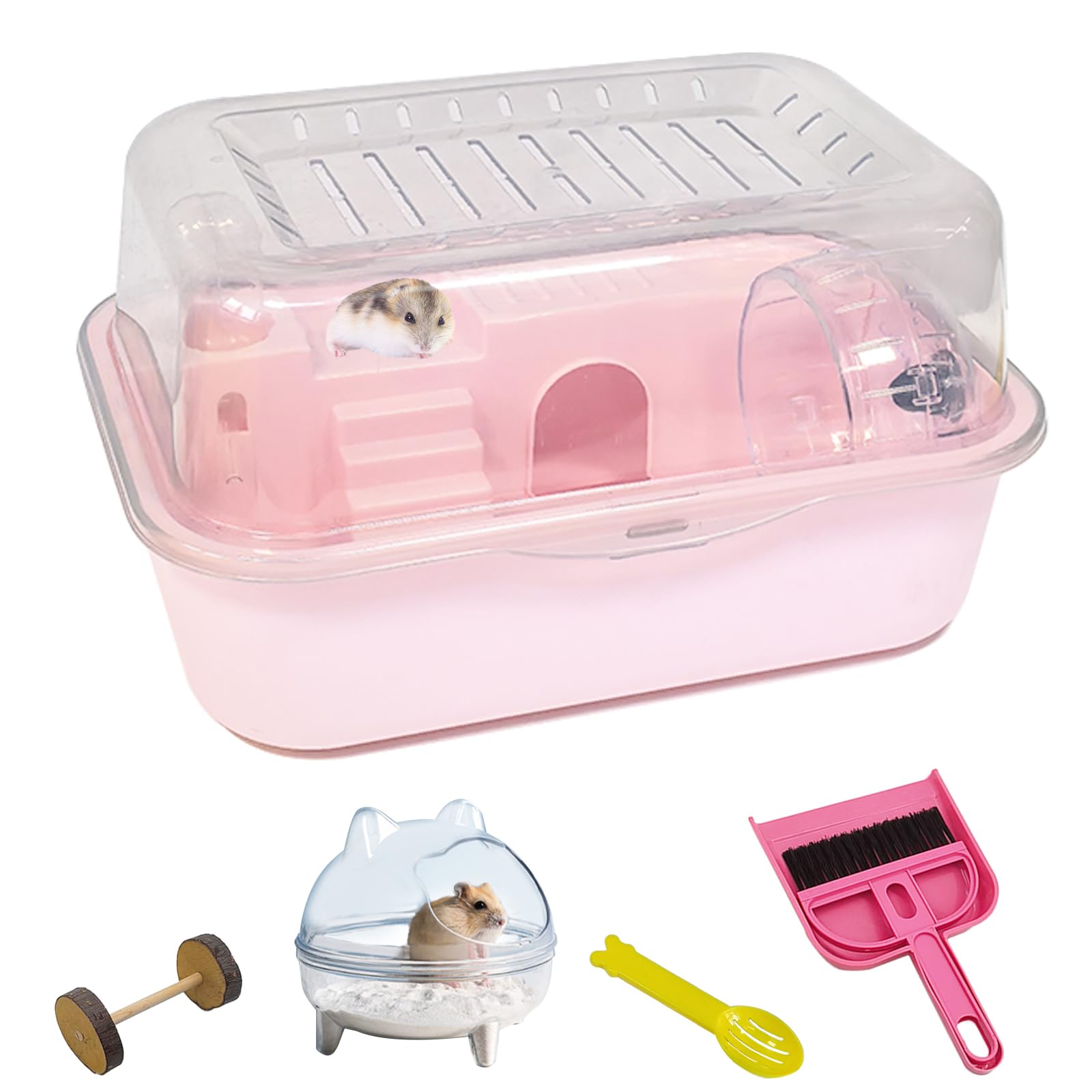Hamiledyi dwarf hamster cage pink top view highlights compact, space-saving design for small habitats