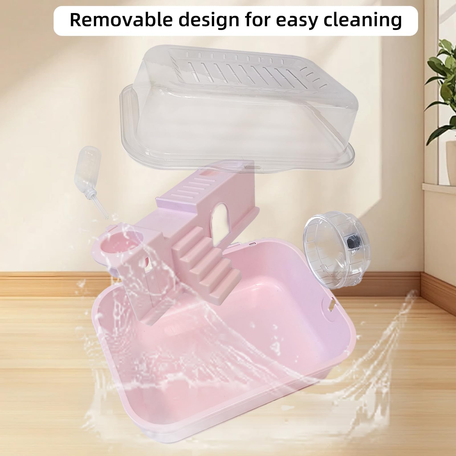 Hamiledyi pink transparent-side view reveals clear visibility for monitoring playful moments