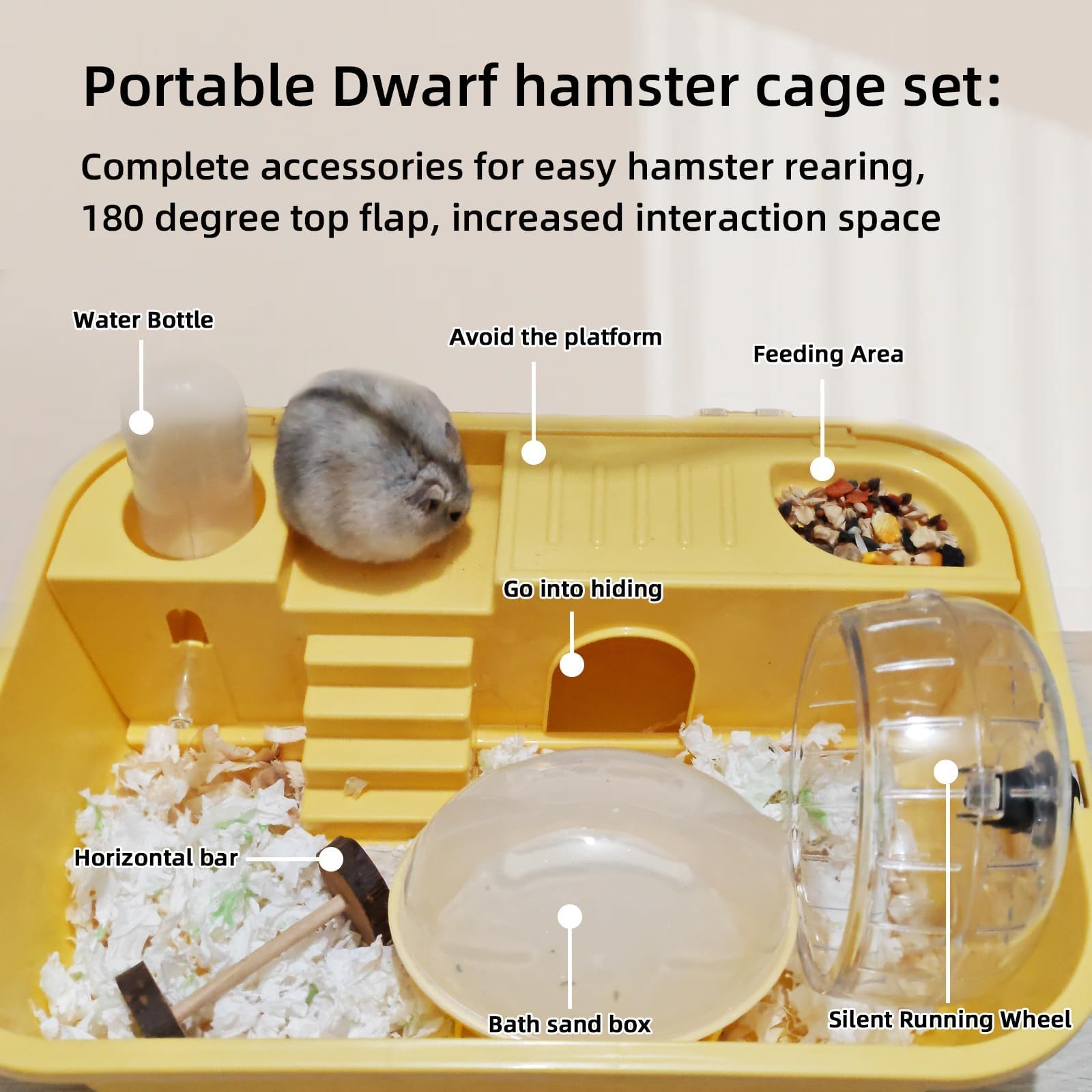 Hamiledyi dwarf hamster cage transparent panel lets you observe every whisker