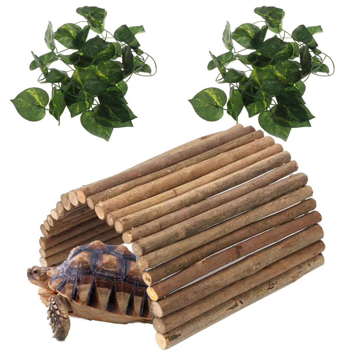 Hamiledyi extra-large reptile hideout bridge assembly provides a sturdy climbing perch for bearded dragons.
