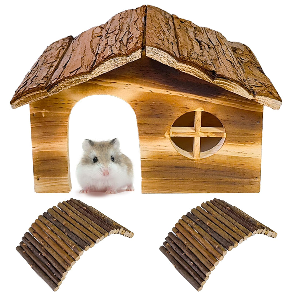 Hamiledyi hamster hideout house in natural wood offering cozy shelter and security