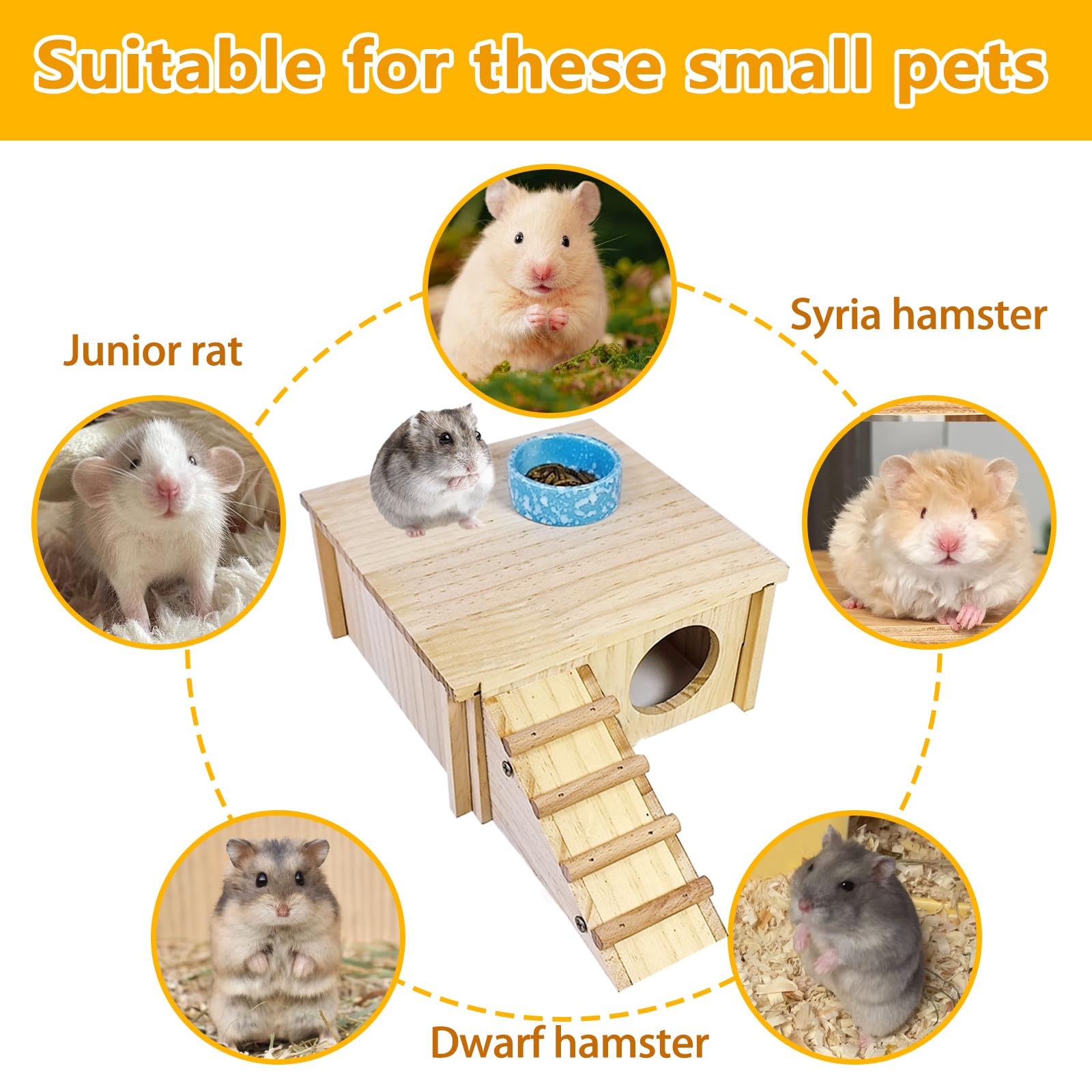 Hamiledyi hamster wooden house assembly-ready image demonstrates quick setup and use.