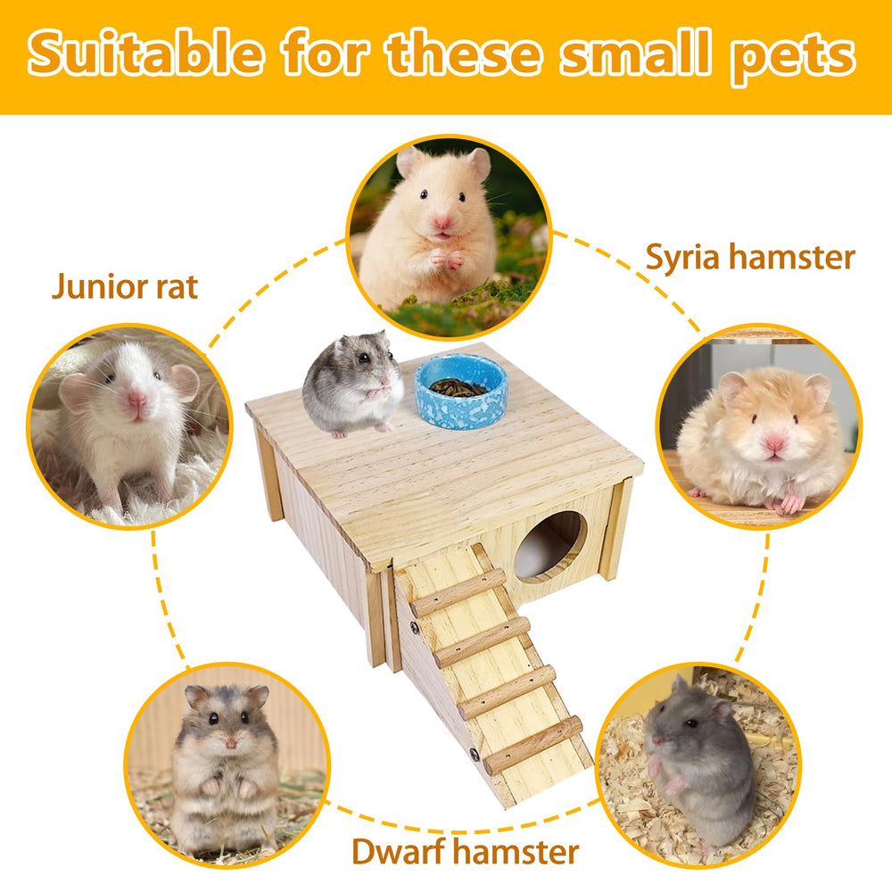 Hamiledyi hamster wooden house assembly-ready image demonstrates quick setup and use.