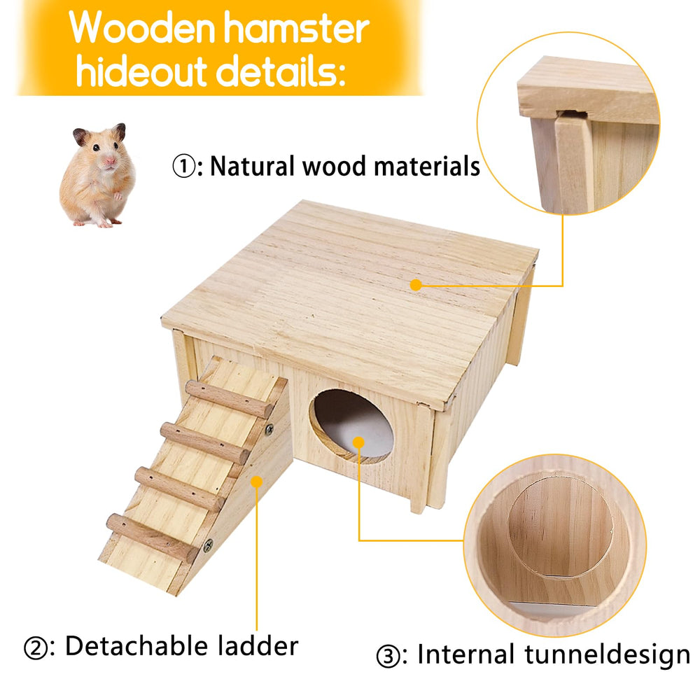 Hamiledyi hamster wooden house dimensions diagram outlines compact size for small habitats.