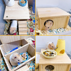 Hamiledyi hamster wooden house ladder detail emphasizes smooth surface for tiny paws.