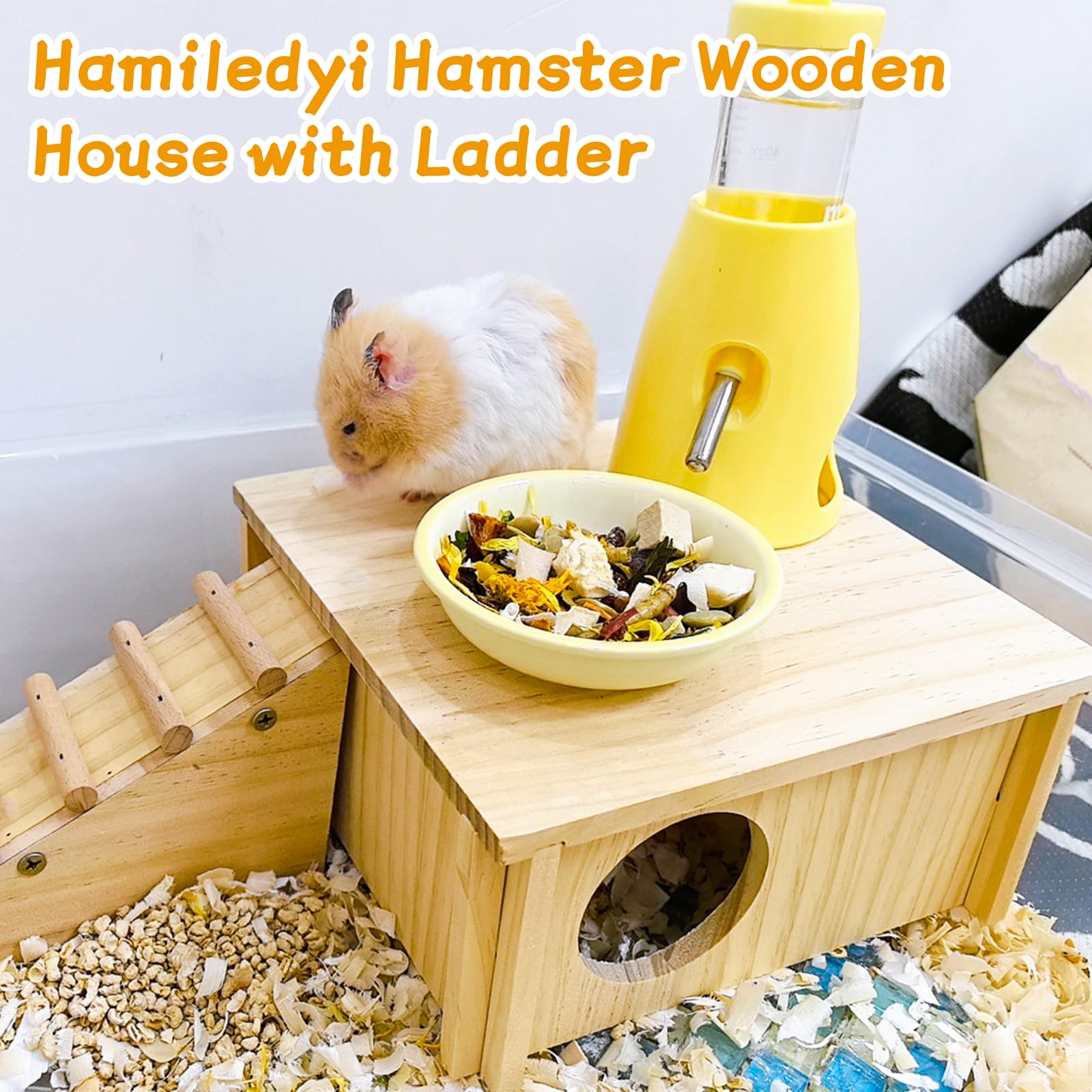 Hamiledyi hamster wooden house top platform shows a climbing and exploration space.