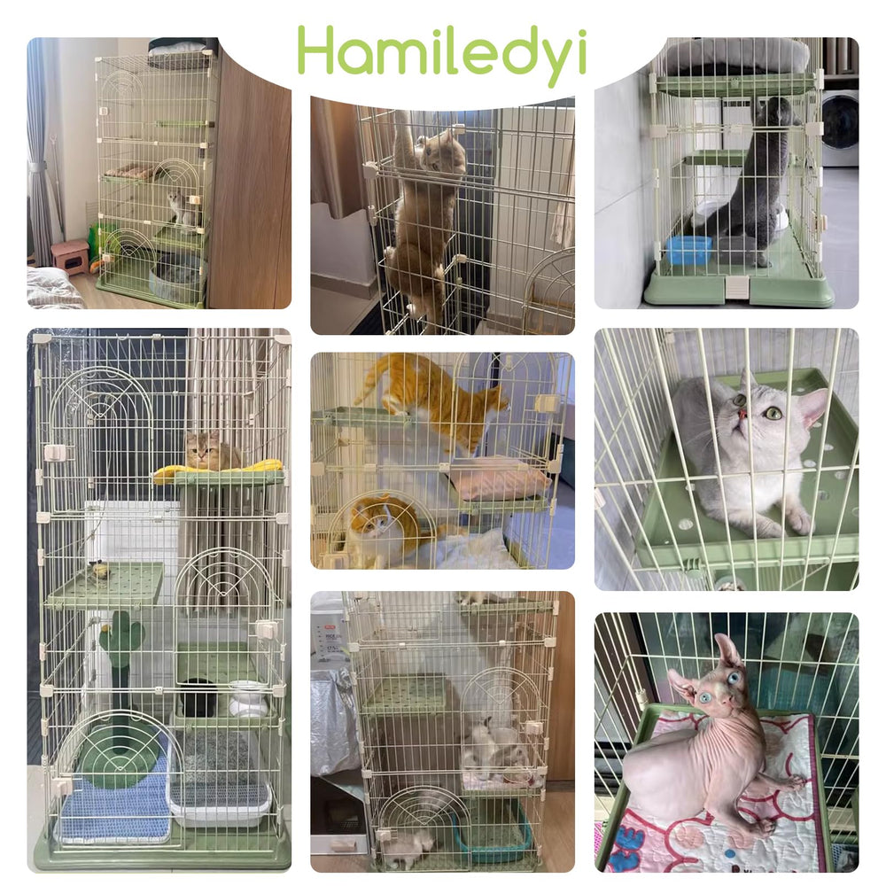 Hamiledyi cat cage bottom area shows litter box space for convenient maintenance.