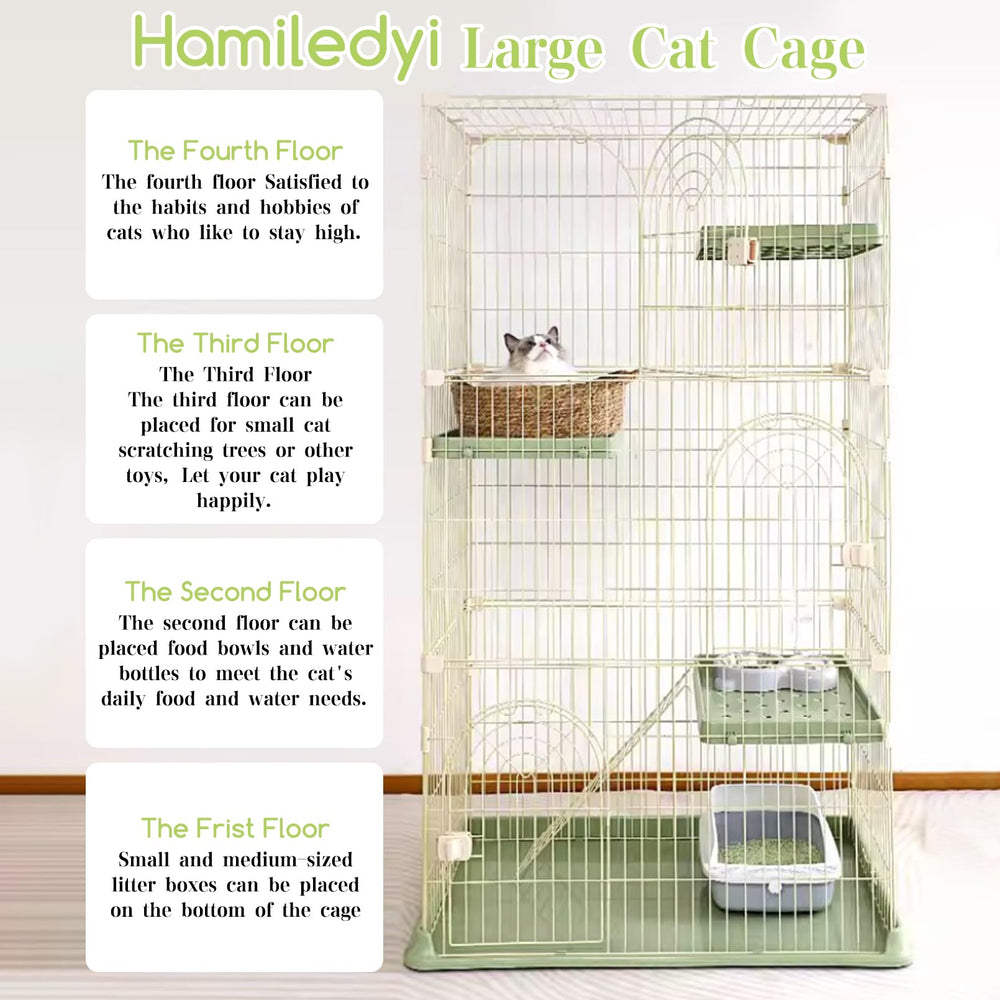 Hamiledyi cat cage door access close-up highlights three easy-to-use doors for cleanups.