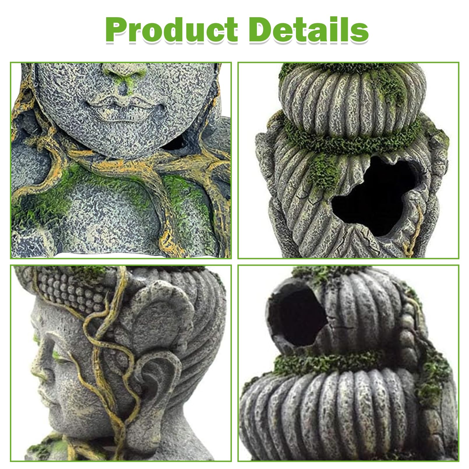 Hamiledyi large fish tank Buddha cave entry holes create restful hiding spot