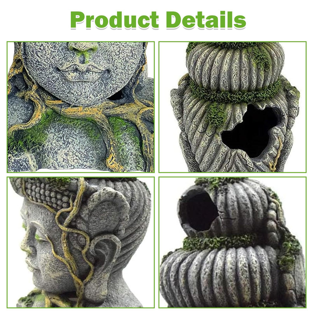 Hamiledyi large fish tank Buddha cave entry holes create restful hiding spot
