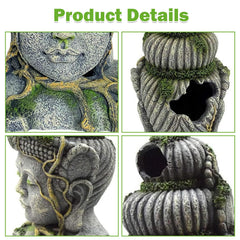 Hamiledyi large fish tank Buddha cave entry holes create restful hiding spot