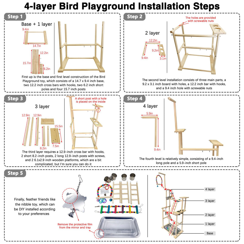 Hamiledyi natural wood parrot perch stand with smooth edges.
