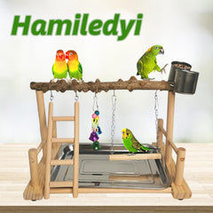 Hamiledyi parrot playground assembly kit helps set up a stable exercise station.
