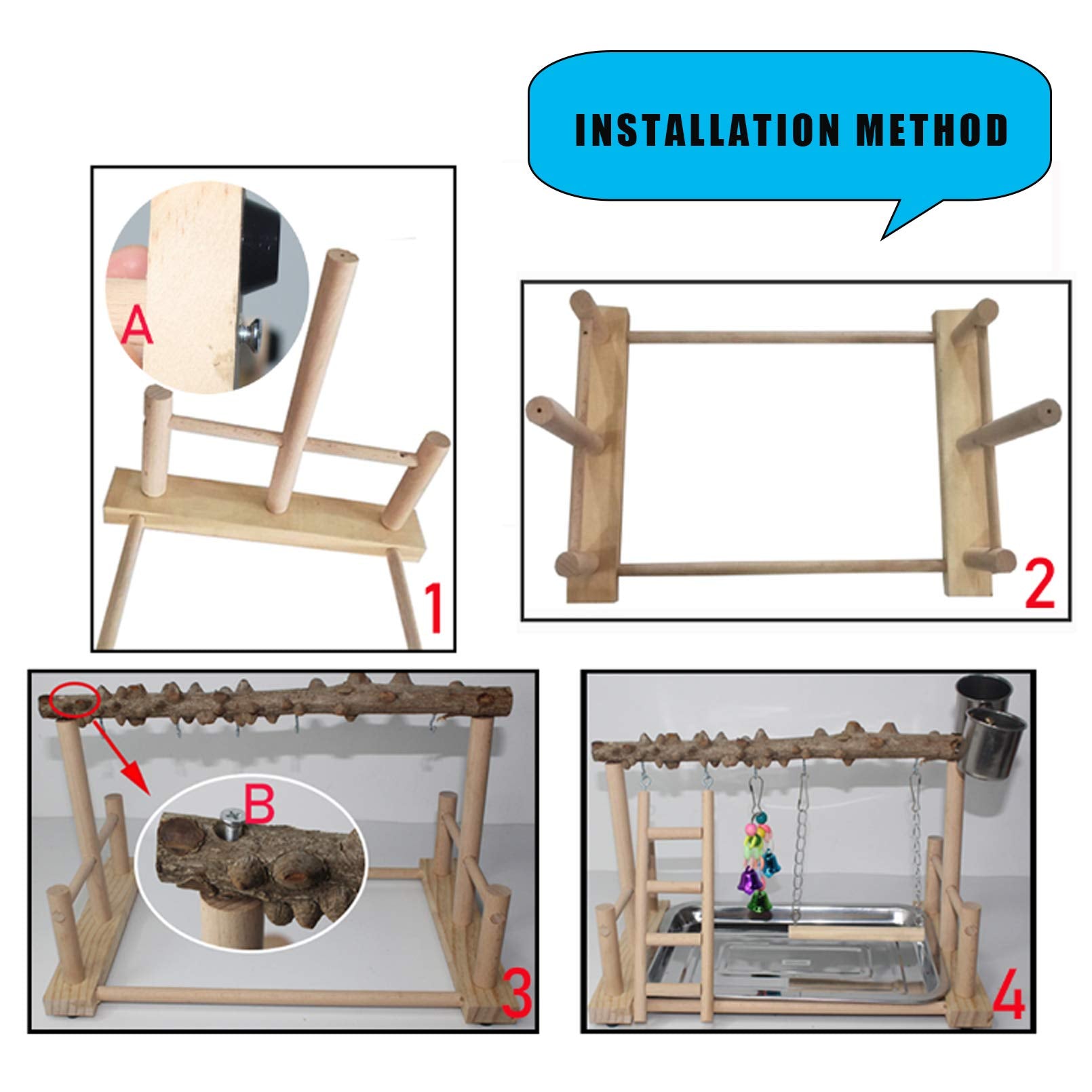 Hamiledyi parrot playground bright toys stimulate visual interest and activity.