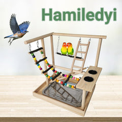 Hamiledyi Parrots Playground side-view highlights compact design ideal for desks and tables