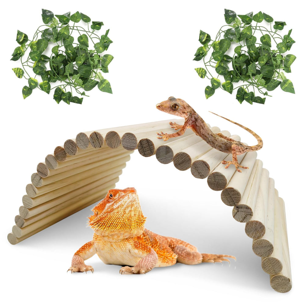 Puente de madera flexible Hamiledyi para reptiles, ideal para acceso seguro en altura.