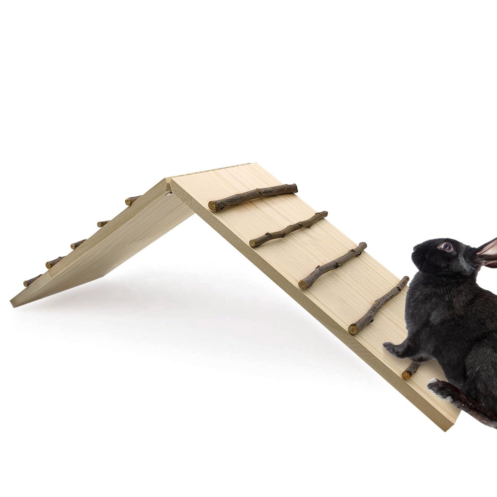 Hamiledyi rabbit ramp wooden-bridge supports climbing and exploration for small pets.