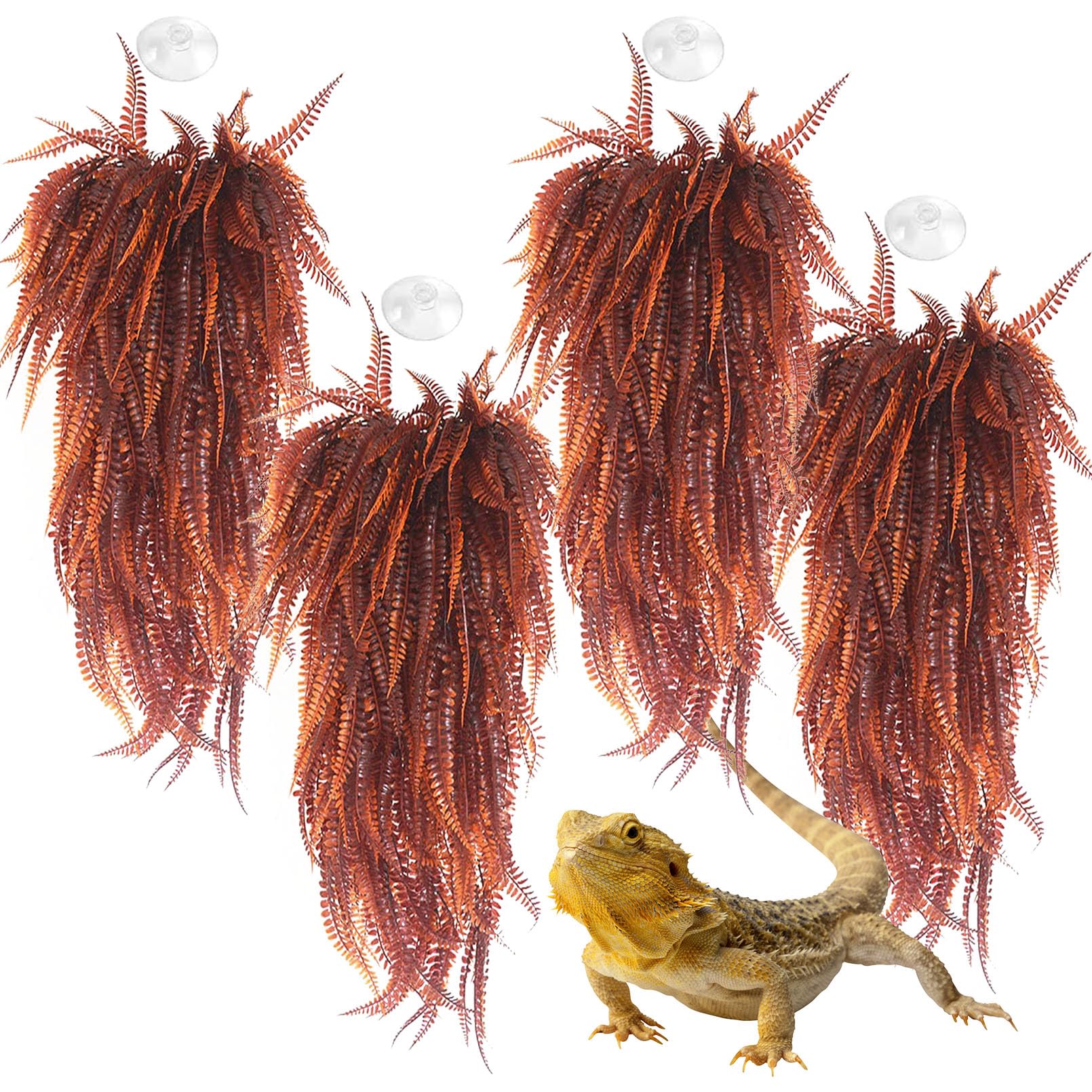 Hamiledyi reptile plants 4pcs hanging vines for terrarium decor, easy habitat enrichment
