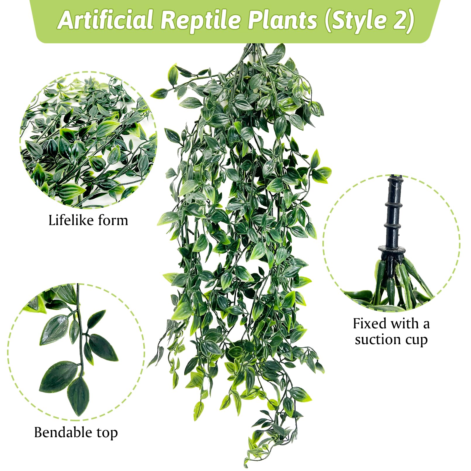 Hamiledyi reptile green leaf 76-inch provides backdrop greenery and climbing opportunities.