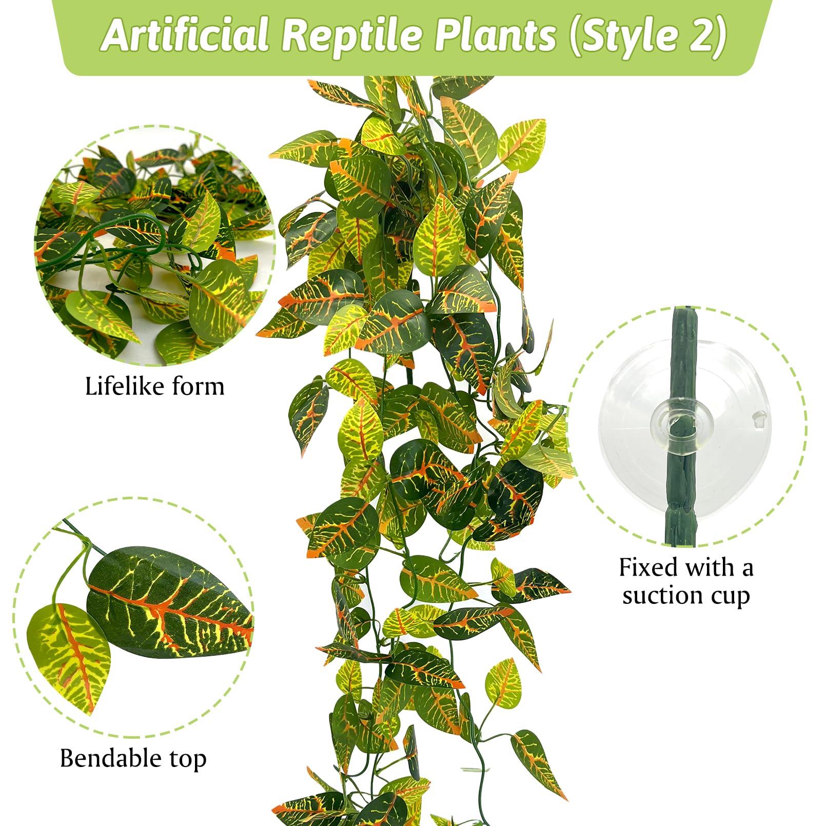 Hamiledyi reptile plants reptile green leaf style3 long foliage for habitat
