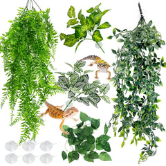 Hamiledyi reptile plants hanging leaf vines 32-inch for natural hiding spaces in terrarium.
