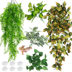 Hamiledyi reptile plants large hanging leaf style3 with suction cups for tank decor