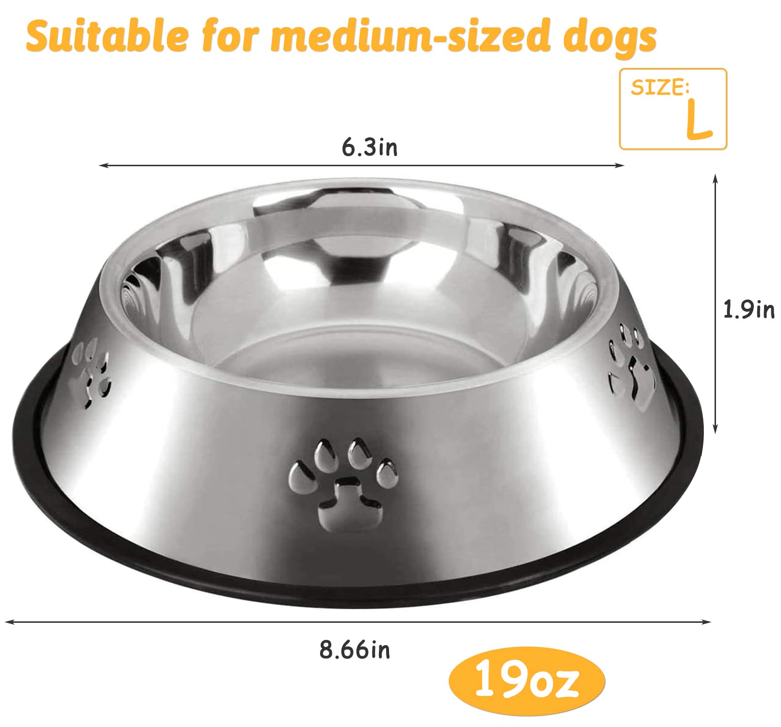 Hamiledyi rust-proof stainless steel bowls offer long-lasting durability.