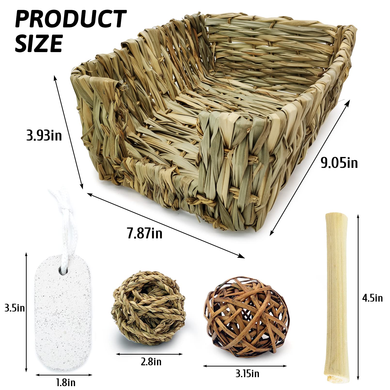 Hamiledyi safe hay grass bed packaging shot communicates natural home feel for small pets.