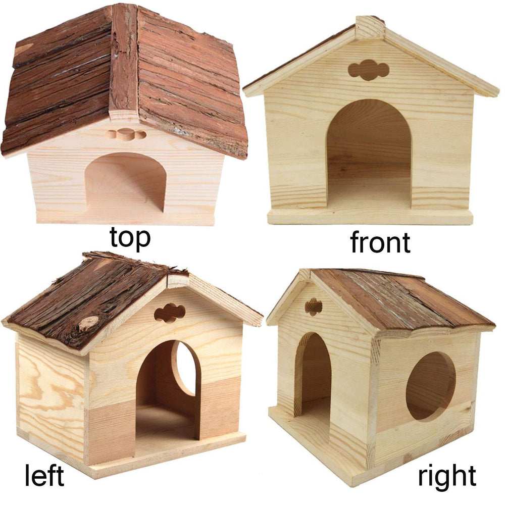 Hamiledyi small pet wood habitat emphasizes sturdy all-wood construction.
