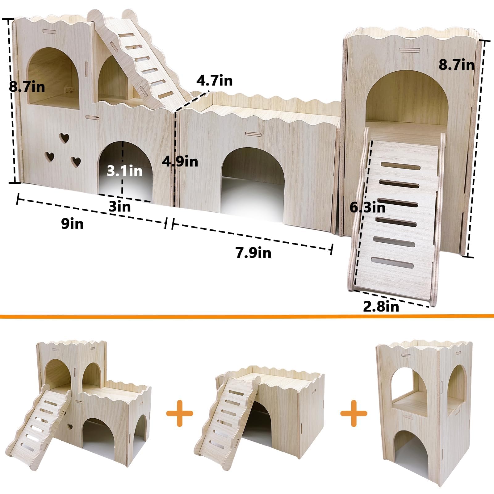 Hamiledyi wooden hamster playground tunnels supports safe, natural materials