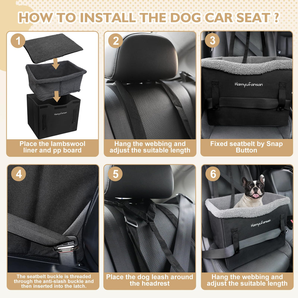 Hamyufansan dog car seat in black/dark grey to match interior.