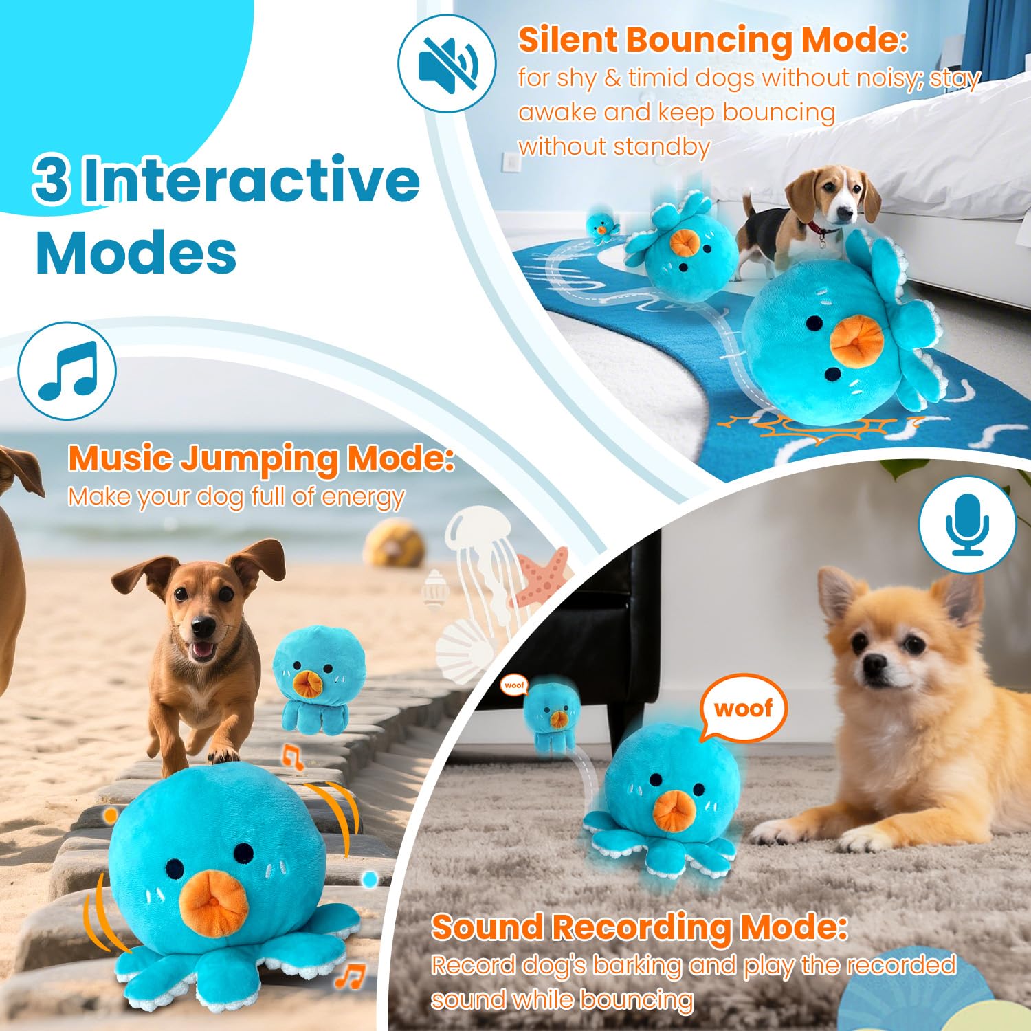 Hanarook interactive toy ball action shows rolling and bouncing for active dogs
